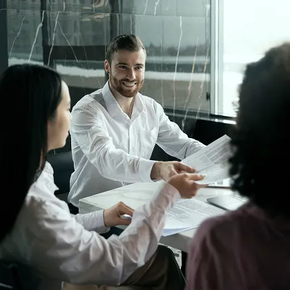 Customer service team at work